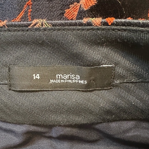 LOFT Marisa Fit Floral Dress Pants Size 14 Navy & Red Tapestry Brocade - Picture 3 of 11